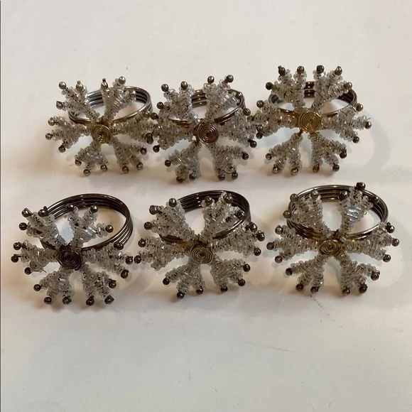 Silver Snowflake Napkin Rings 6x - Picture 10 of 10